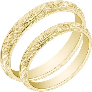 Prsten Zlaté vintage snubní prsteny s gravírem větvičky Matu