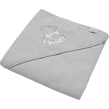 Dětské zboží Dětská froté osuška s výšivkou a kapucí New Baby 80x80 cm medvídek šedá (Dětská froté osuška s výšivkou New Baby)