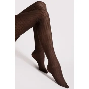 Dámské oblečení Vzorované silonky Fiore Stereo - 40 DEN Tmavě hnědá 4-L