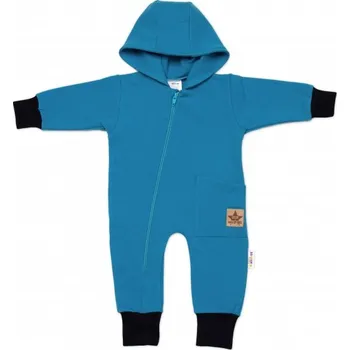 Kojenecký overall Teplákový overal s kapsičkou a kapucí BOY, Baby Nellys, petrolejový