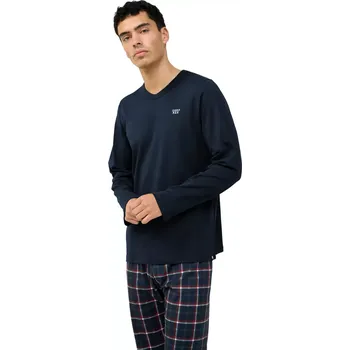 Pánské pyžamo Pánské bavlněné pyžamo s výstřihem do V Vamp 23681 blue velikost L