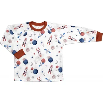 Kojenecká souprava Dětské pyžamo 2D sada, triko + kalhoty, Cosmos, Mrofi, hnědá/bílá