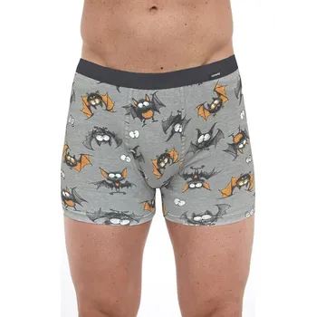 Boxerky Cornette boxerky Tatoo 280/252 Bat - šedá, S (Kvalitní pánské veselé boxerky s obrázkem Cornette Tattoo)