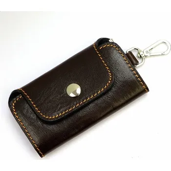 Kvalitní pevná kožená klíčenka Florence 02 tmavěhnědá