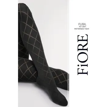 Dámská móda Vzorované silonky Fiore Fusil - 40 DEN Černá 2-S