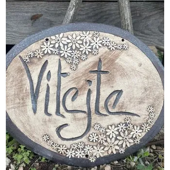 Hodiny Keramická cedule „Vítejte“ s rozkvetlým dekorem