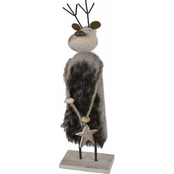 Bytová dekorace Dekorace sob s kožíškem, dřevěný, 37cm, přírodní|Ego Dekor