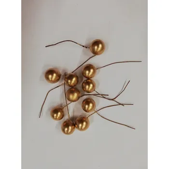 Vánoce Přízdoba kulička na drátku - 1 cm - zlatá