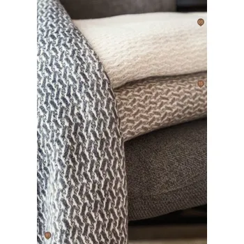 Přehoz na lůžko Bavlněný pléd Piel ANELLI 130 x 160 cm, šedobéžová, PIEL S.A.