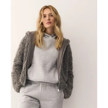 Dámská mikina Reserved - Mikina z imitace beránka - tmavě šedá - 756GA-90X - 756GA-90X-L