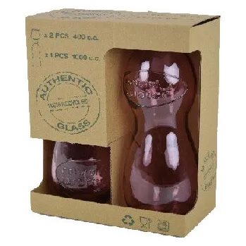 Sklenice Lahev z recyklovaného skla a 2 ECO Sklenice z recyklovaného skla WATER, růžová (balení obsahuje 1set) (DOPRODEJ)|Vidrios San Miguel|Recycled Glass