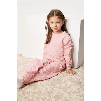 Dámské pyžamo Bavlněné dívčí pyžamo Hearts dlouhé