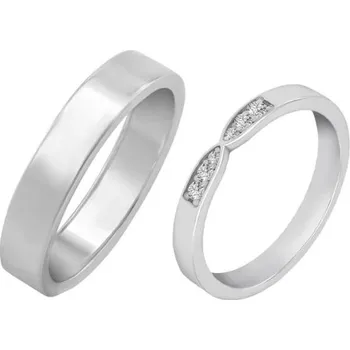 Prsten Snubní prsteny s eternity dámským a plochým pánským prstenem Hvala