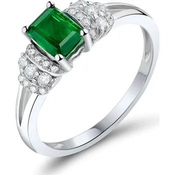 Prsten Zlatý prsten s emerald smaragdem a diamanty Mellan