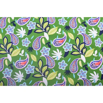 Teplákovina French Terry v zelené barvě s potiskem květin 211256.0004