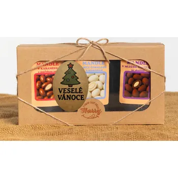 Dárková krabička Dárková sada sladkých mandlí 3ks veselé vánoce stromeček Raffaelo (Dárková sada sladkých mandlí 3ks veselé vánoce stromeček)
