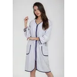 Bavlněný župan Denisa šedý s modrým lemem M