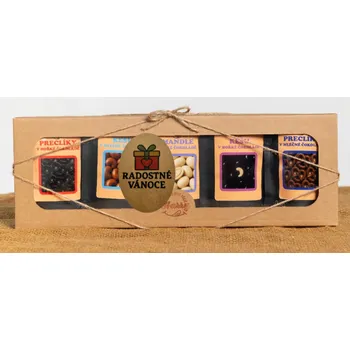 Dárková krabička Dárková sada křupavých preclíků a sladkých mandlí mix 5ks radostné vánoce dárek (Dárková sada křupavých preclíků a sladkých mandlí mix 5ks radostné vánoce dárek)