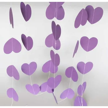 Svatební dekorace Girlanda papírová (srdce fialové) 4m
