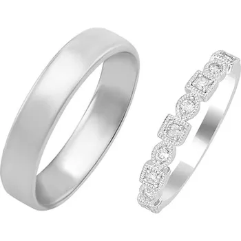 Prsten Diamantový snubní vintage prsten a pánský komfortní prsten Sanel