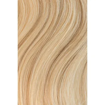 Příčesek Clip in vlasy z pravých vlasů – 40 cm, melír ledová blond a zlatá perleť, 90 g | 9dílná sada