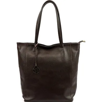 Velká tmavěhnědá kožená kabelka na rameno/do ruky Gregorio no. 28