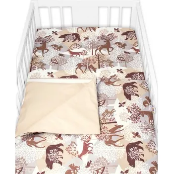 Dětsný nábytek Mantinel s povlečením, 3dílná sada Wild animals, hnědé, 135x100 cm