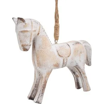 Dřevěný koník s patinou na zavěšení 9 cm