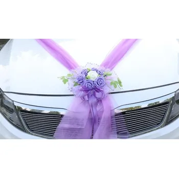 Svatební šerpa na auto – fialová