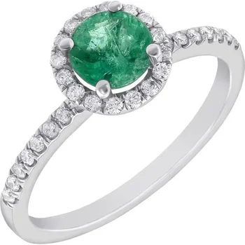 Prsten Smaragdový halo zásnubní prsten s diamanty Toppy