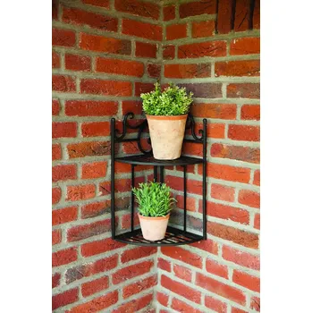 Etažér ESSCHERT´S GARDEN rohový skládací, černá, 2 patra, 22x22x47 cm|Esschert Design