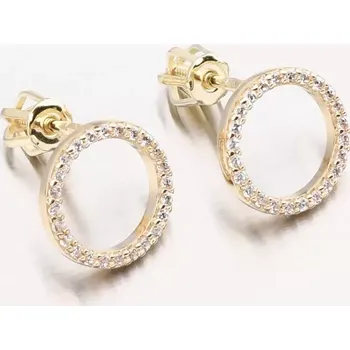 Náušnice Dámské náušnice žluté zlato 585 zirkon kruh DZF4331-ZL-ZIR