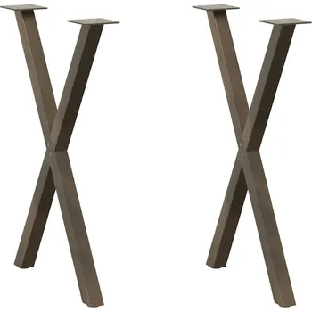 Stolová podnož OMAXI Nohy k jídelnímu stolu ve tvaru X, 2 ks, přírodní ocel, 50 x (72-73) cm, ocel 315717