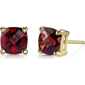 Náušnice Zlaté náušnice s cushion granáty Chavonah