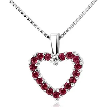 Přívěsek Zlaté srdíčko s rubíny a diamantem Edriah