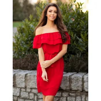 Dámské šaty KARTES-MODA šaty dámské KM322-1 šifon 38 červená