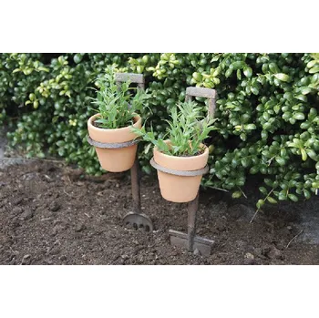 Zahradní dekorace Držák ESSCHERT´S GARDEN na květinu - VIDLE A RÝČ, litina, balení obsahuje 2 kusy! (DOPRODEJ)|Esschert Design