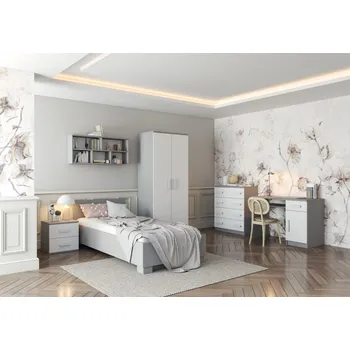 Dětský pokoj Idzczak Dětský pokoj Smyk II - sestava B šedá + bílá Vyberte rošt: Bez roštu, Vyber barvu: Bílá