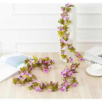 Umělá květinová girlanda Popínavá růže (světle fialová)