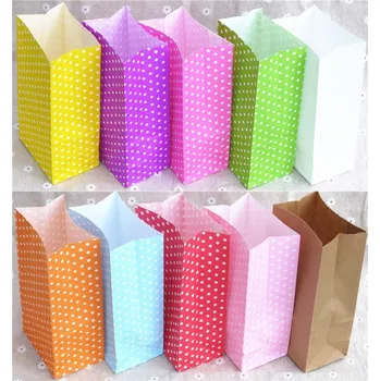 Svatební dekorace Papírový sáček - růžový s puntíkama 5ks