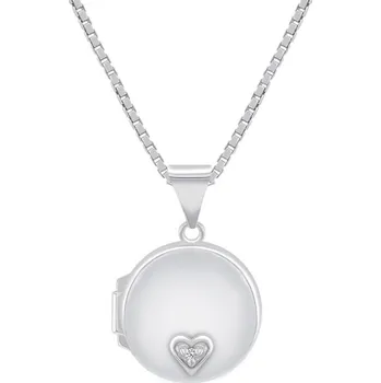 Přívěsek Stříbrný medailon s diamantem ukrytým v srdíčku Barra