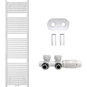 Radiátor CERANO - Koupelnový radiátorový set Lincoln - ústřední vytápění - středové připojení 50 mm - 559W - bílá matná - 1800x500 mm