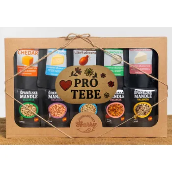 Dárková krabička Křupavý sýr a Španělské mandle Dárková sada 10 druhů