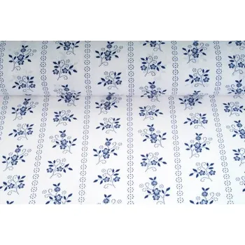 Plátno bavlněné, modrá krojovka na bílé, metráž, látka