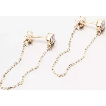 Náušnice Dámské náušnice žluté zlato 585 zirkon řetízkové DZ5025ZL