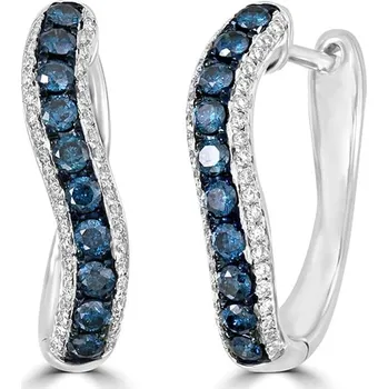 Náušnice Kruhové náušnice s modrými a bílými diamanty Doris