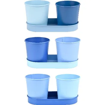 Květináč 2ks s podtáckem, kov BALENÍ OBSAHUJE 3 KUSY! (DOPRODEJ)|Esschert Design