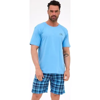 Pánské oblečení Cornette pyžamo pánské 326/311 Ready 2 - modrá, XL (Pánské bavlněné pyžamo s krátkým rukávem Cornette)
