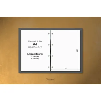 Diář Chytrá náplň do diáře - A4 - 210 x 297 mm - všechny kroužky Salonový 6 denní vodorovný s časovým plánováním 8 – 19 hod. Zcela recyklovaný eko-prémiový