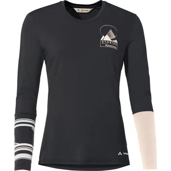 cyklistický dres VAUDE Cyklistické triko s dlouhým rukávem - MONVISO MERINO - černá/béžová S